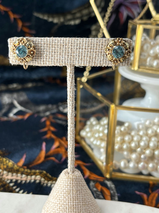 Art Nouveau Blue Topaz Earrings