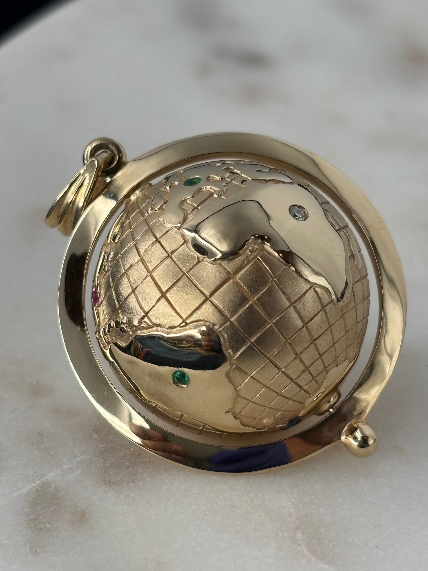 Gold Multi-Gem Globe Pendant