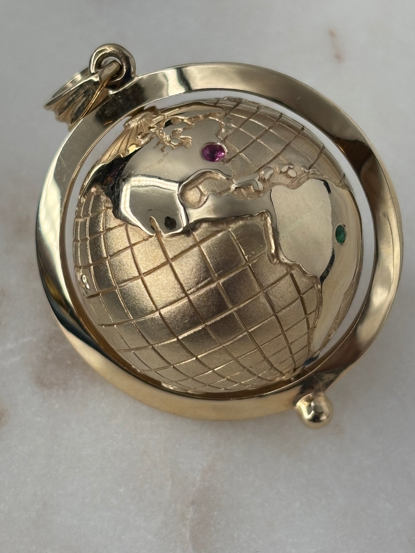 Gold Multi-Gem Globe Pendant