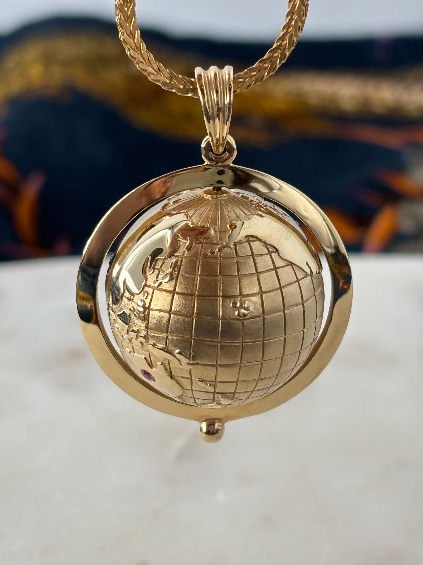 Gold Multi-Gem Globe Pendant