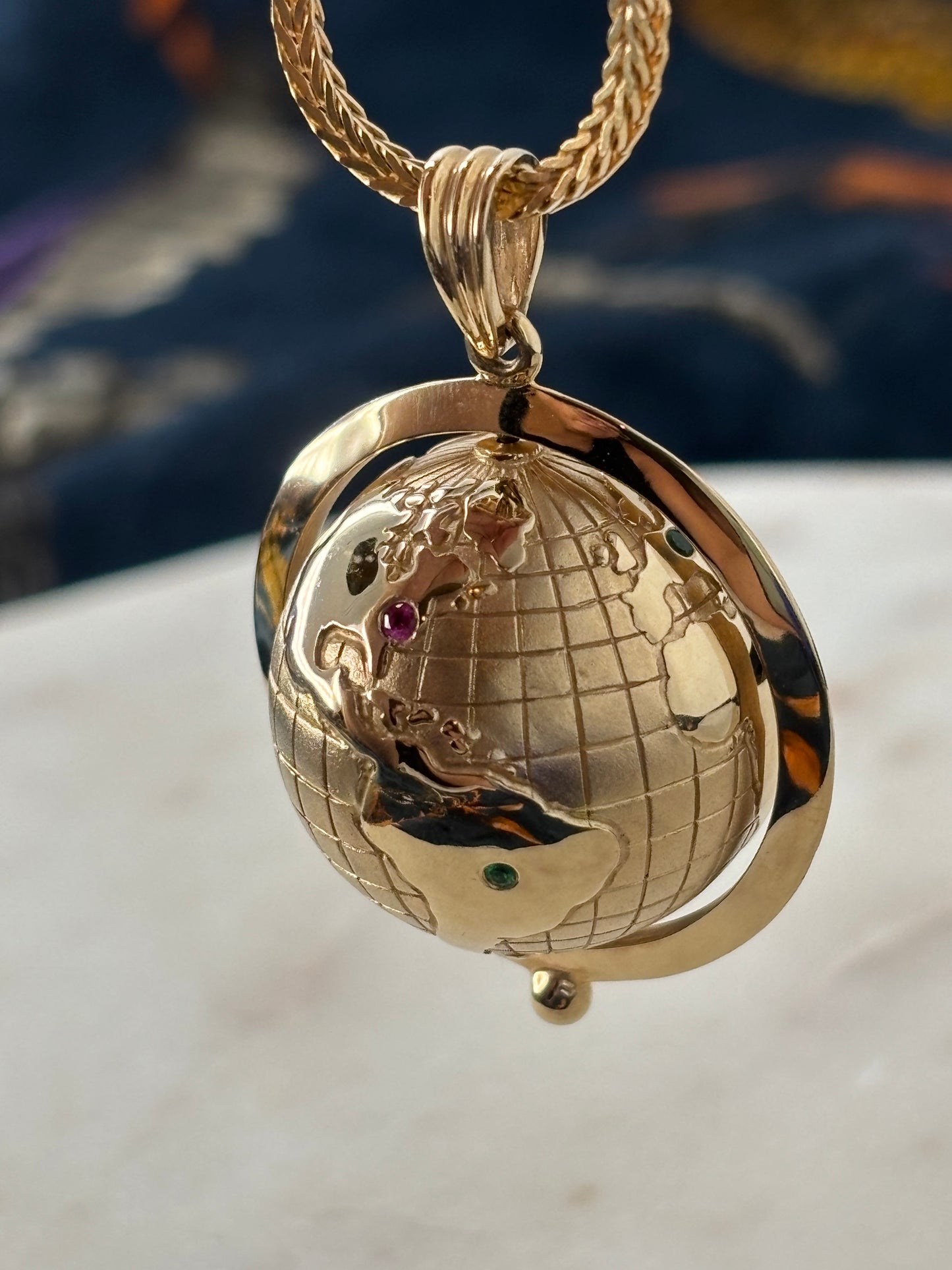 Gold Multi-Gem Globe Pendant