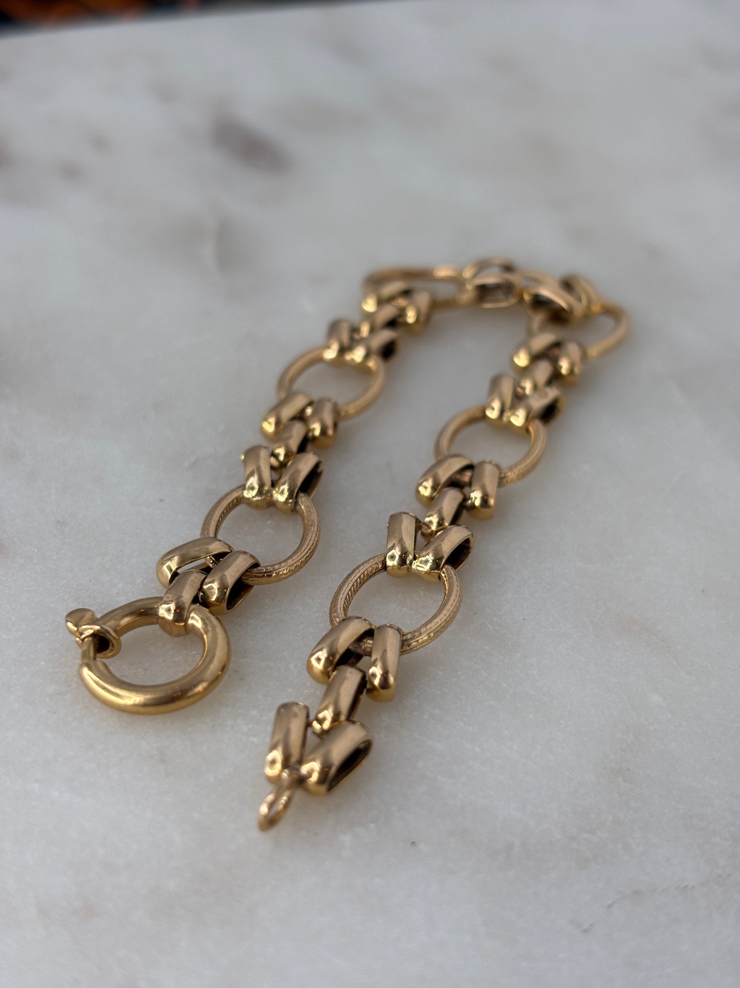 Textured Gold Oval Link Bracelet