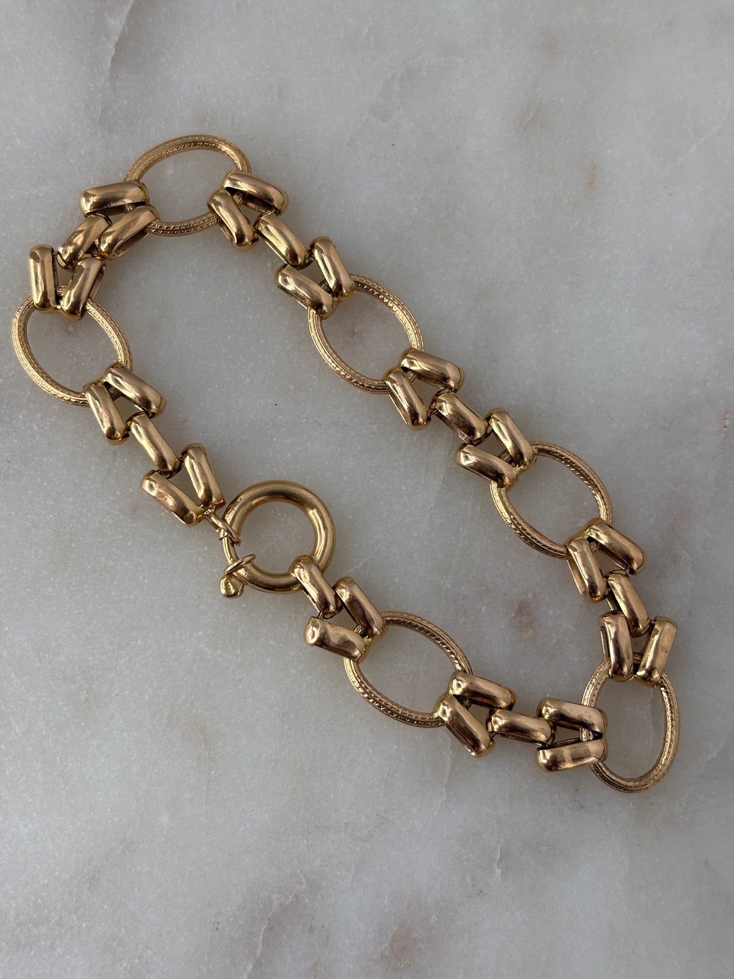 Textured Gold Oval Link Bracelet