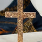 Antique Floral Engraved Cross Pendant
