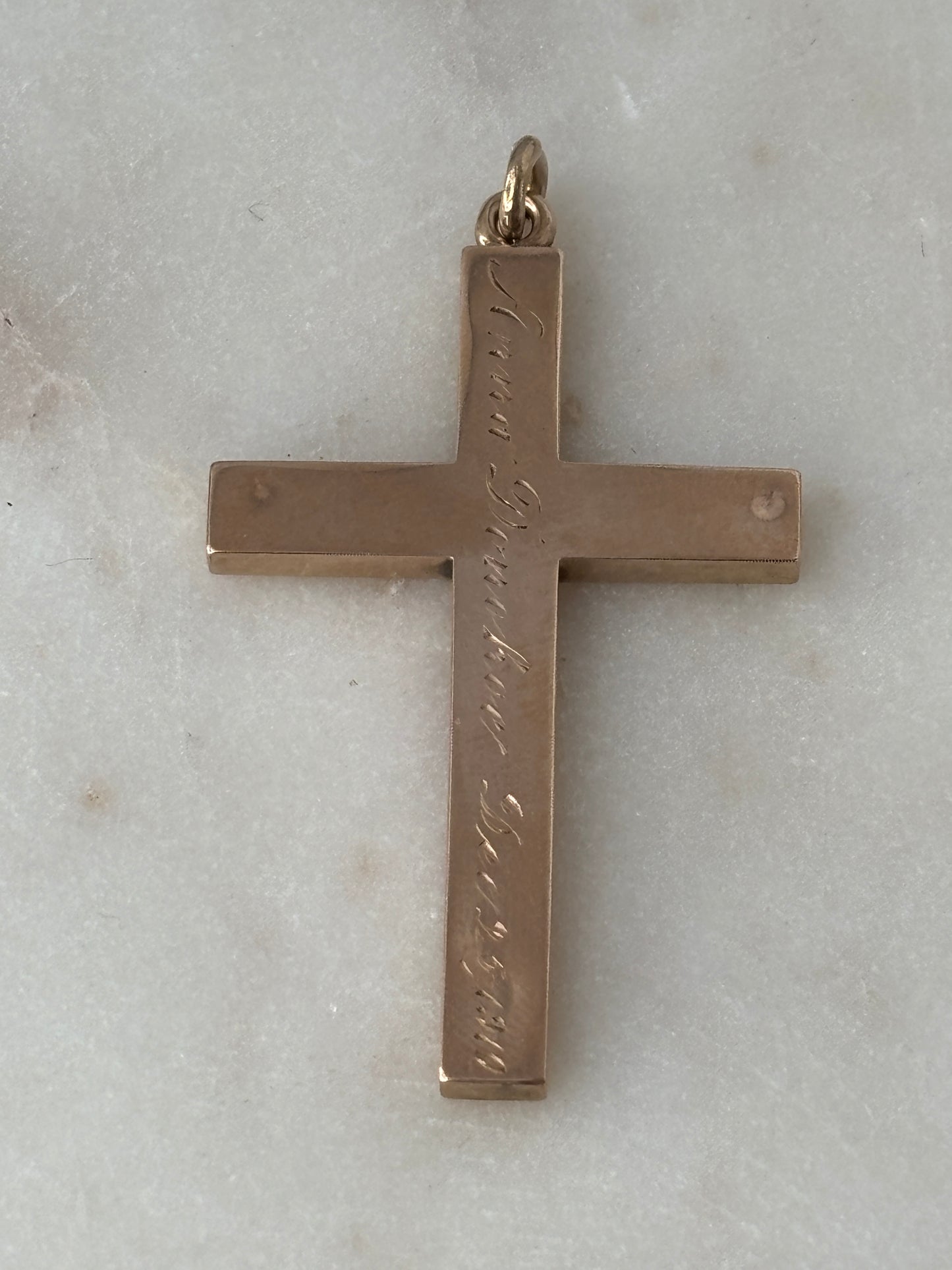 Antique Floral Engraved Cross Pendant