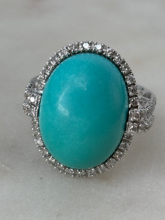 Turquoise & Diamond Cocktail Ring