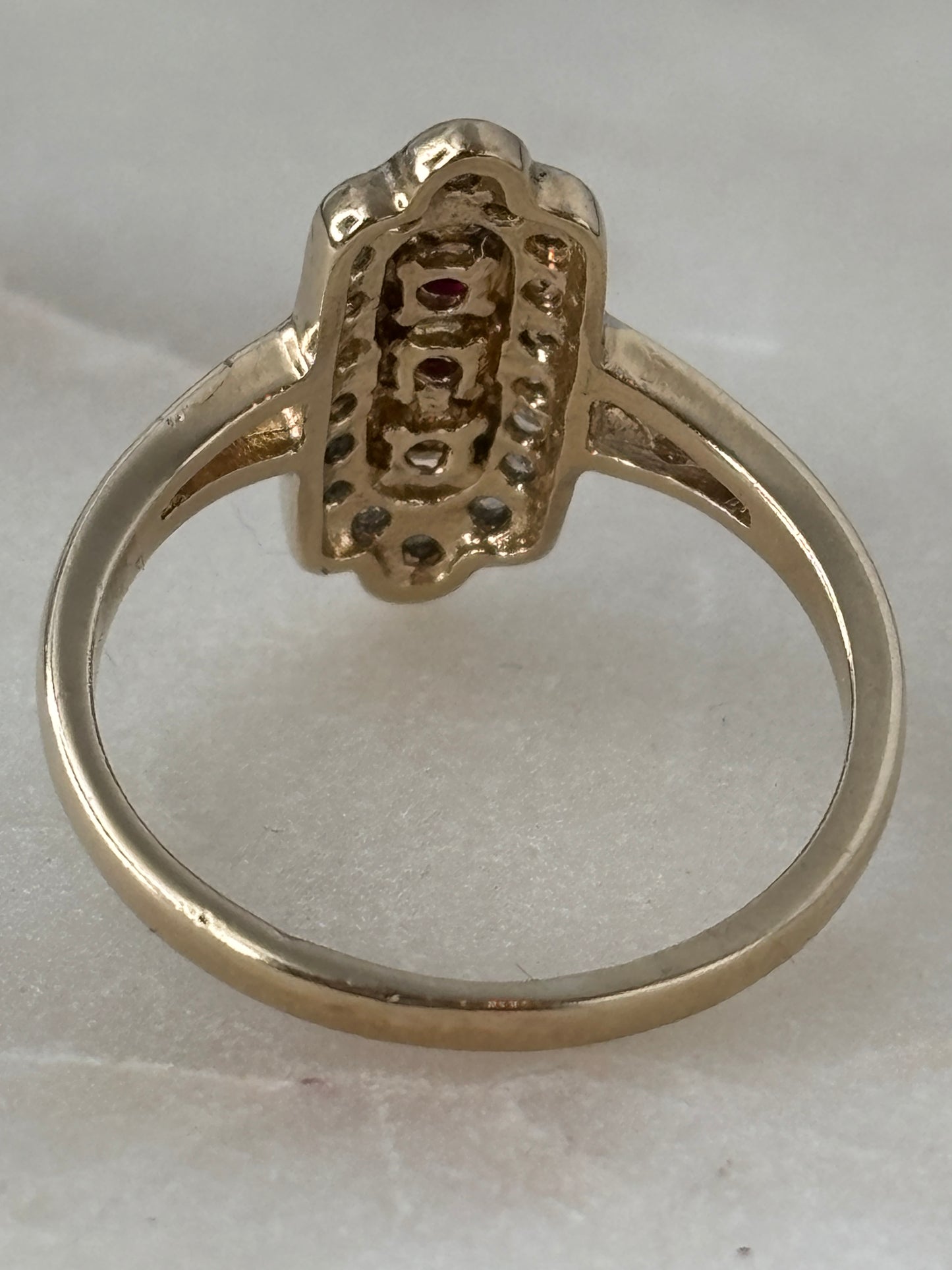 Ruby & Diamond Mini Navette Ring