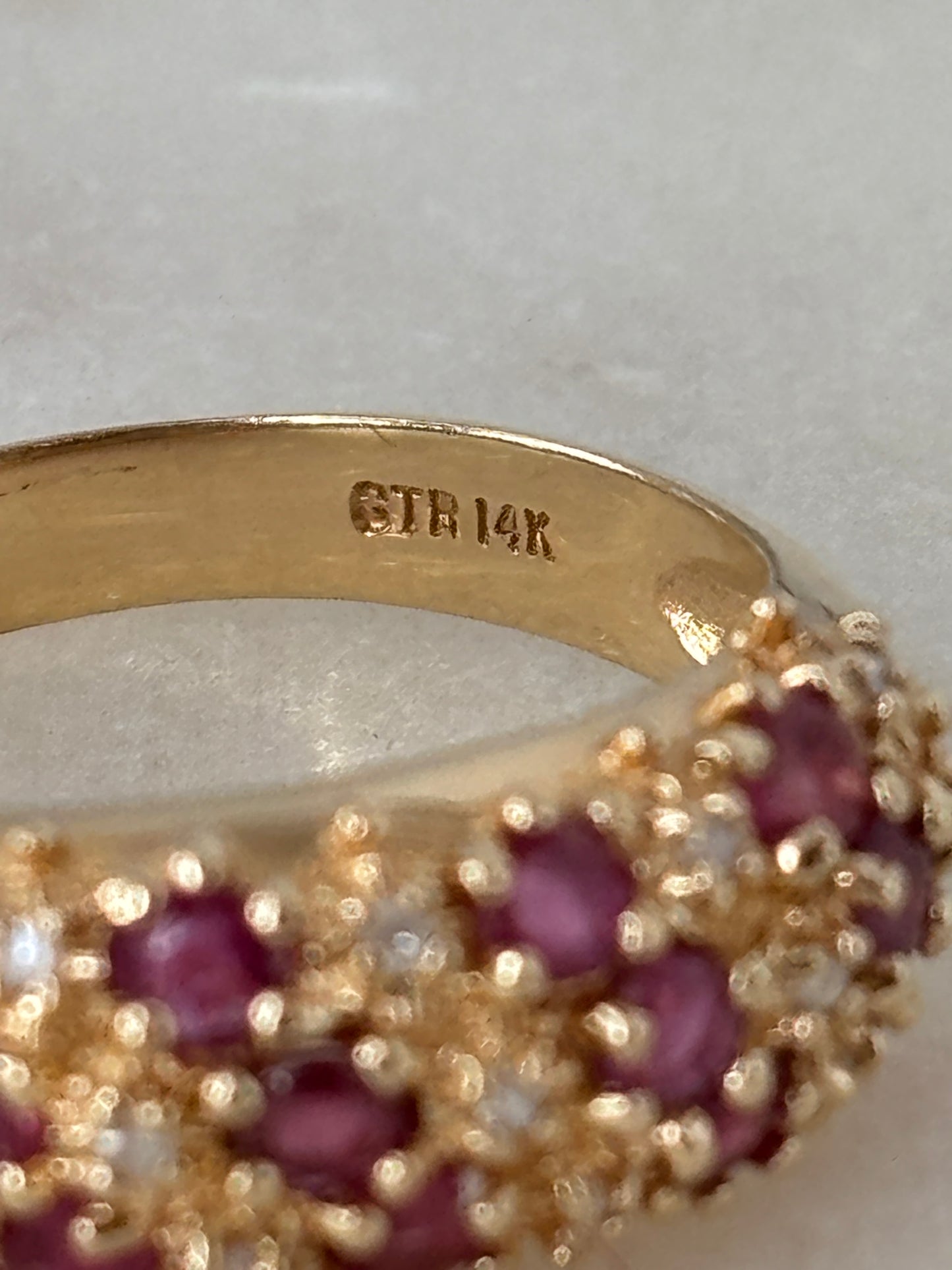 Ruby and Diamond Cluster Ring