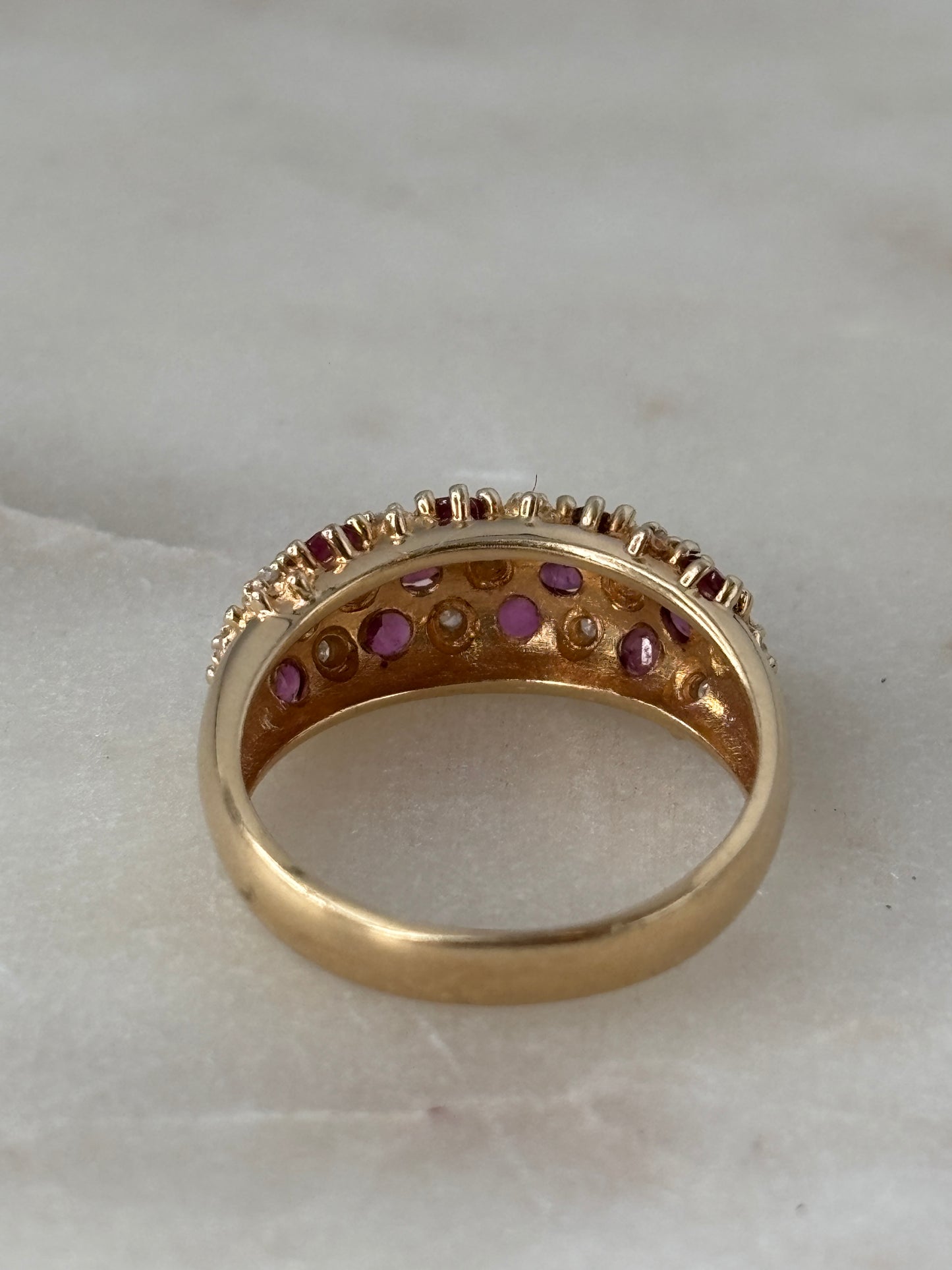 Ruby and Diamond Cluster Ring