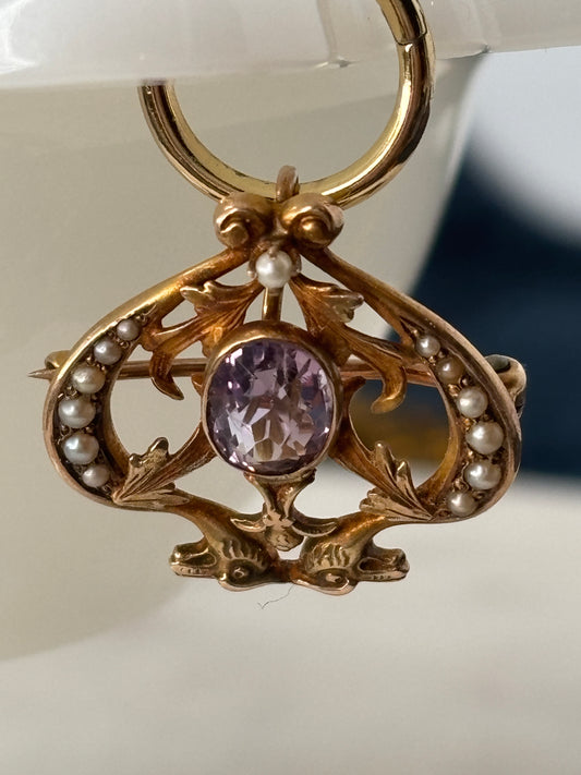 Art Nouveau Spade Pendant/Pin