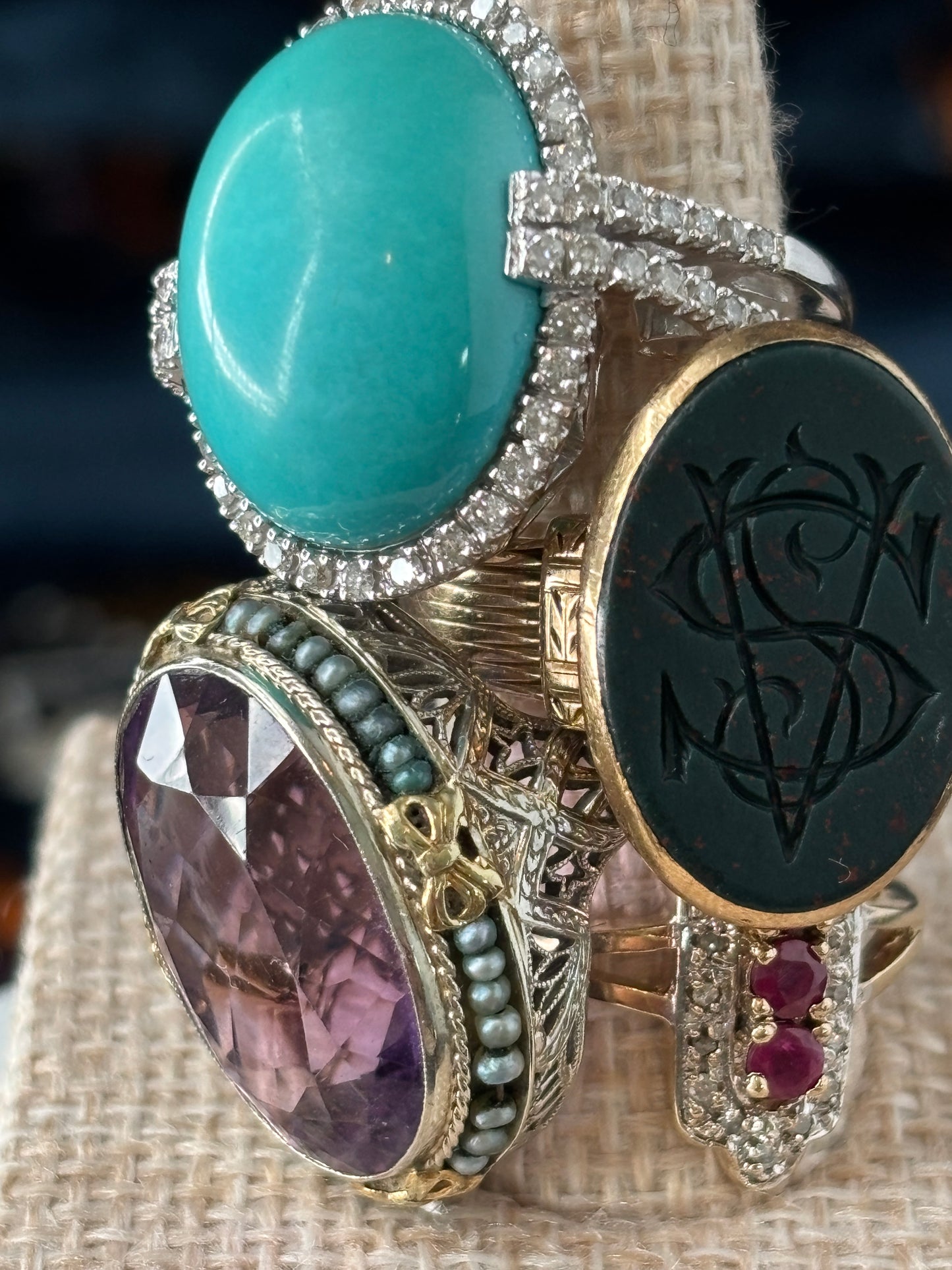 Turquoise & Diamond Cocktail Ring