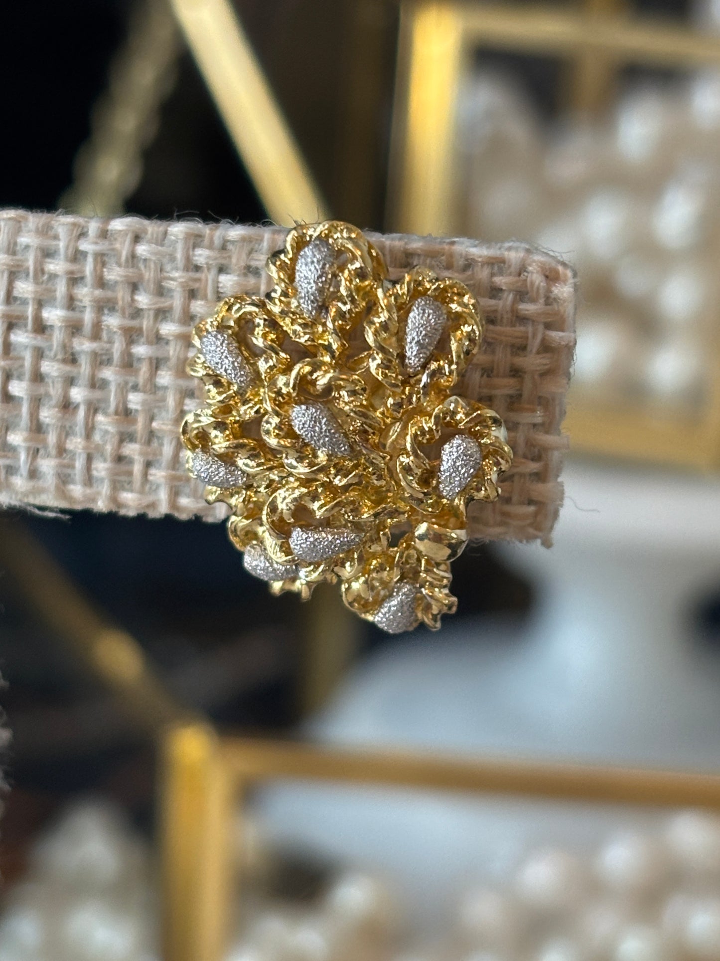 White & Yellow Gold Cluster Earrings