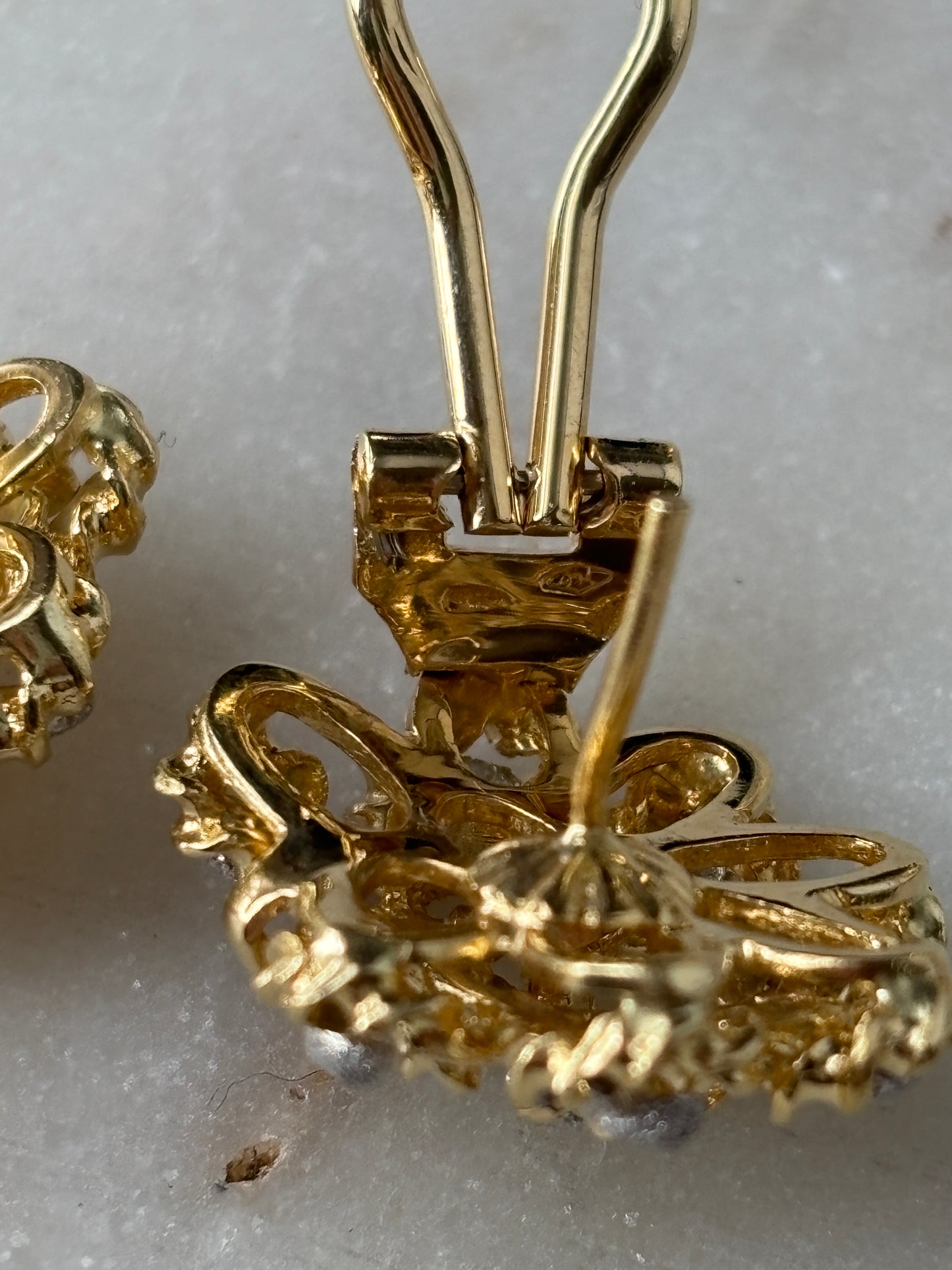 White & Yellow Gold Cluster Earrings