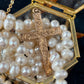 Antique Floral Engraved Cross Pendant