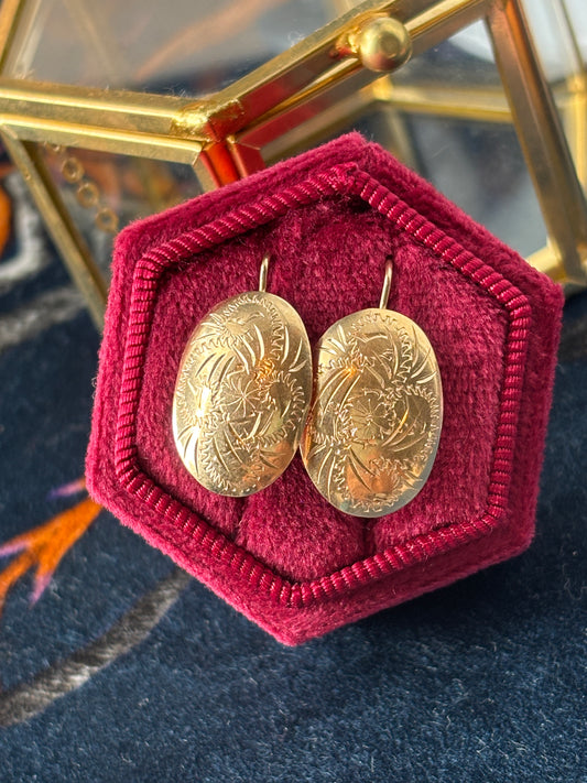 Engraved Oval Earrings