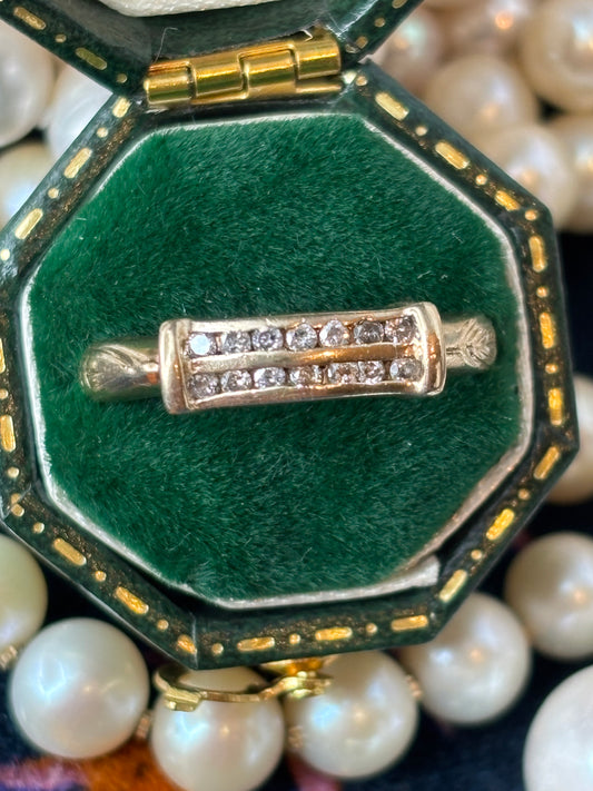 Engraved Diamond Stacker Ring