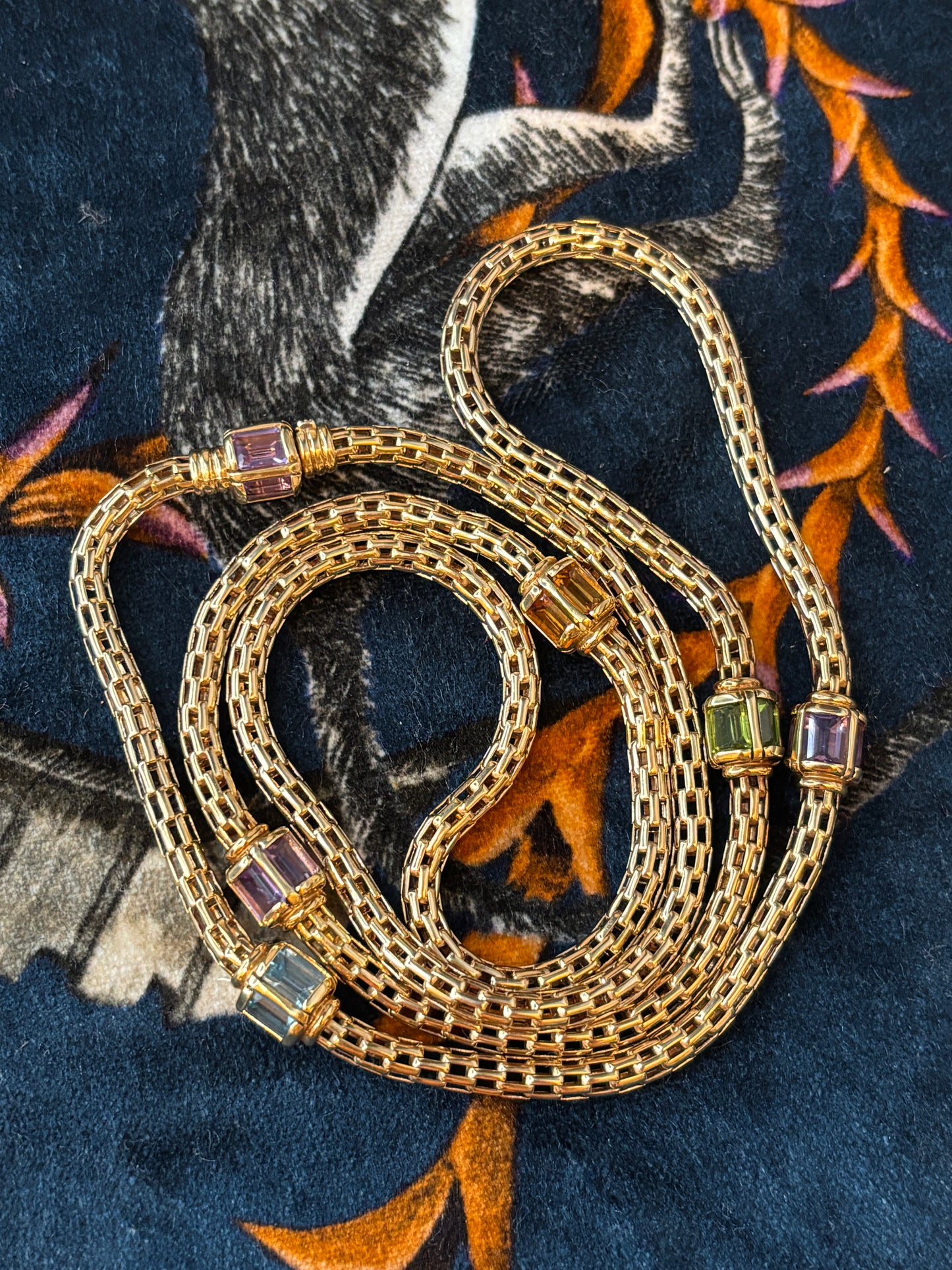 Gold & Multi-Gem Stone Hidden Clasp Necklace