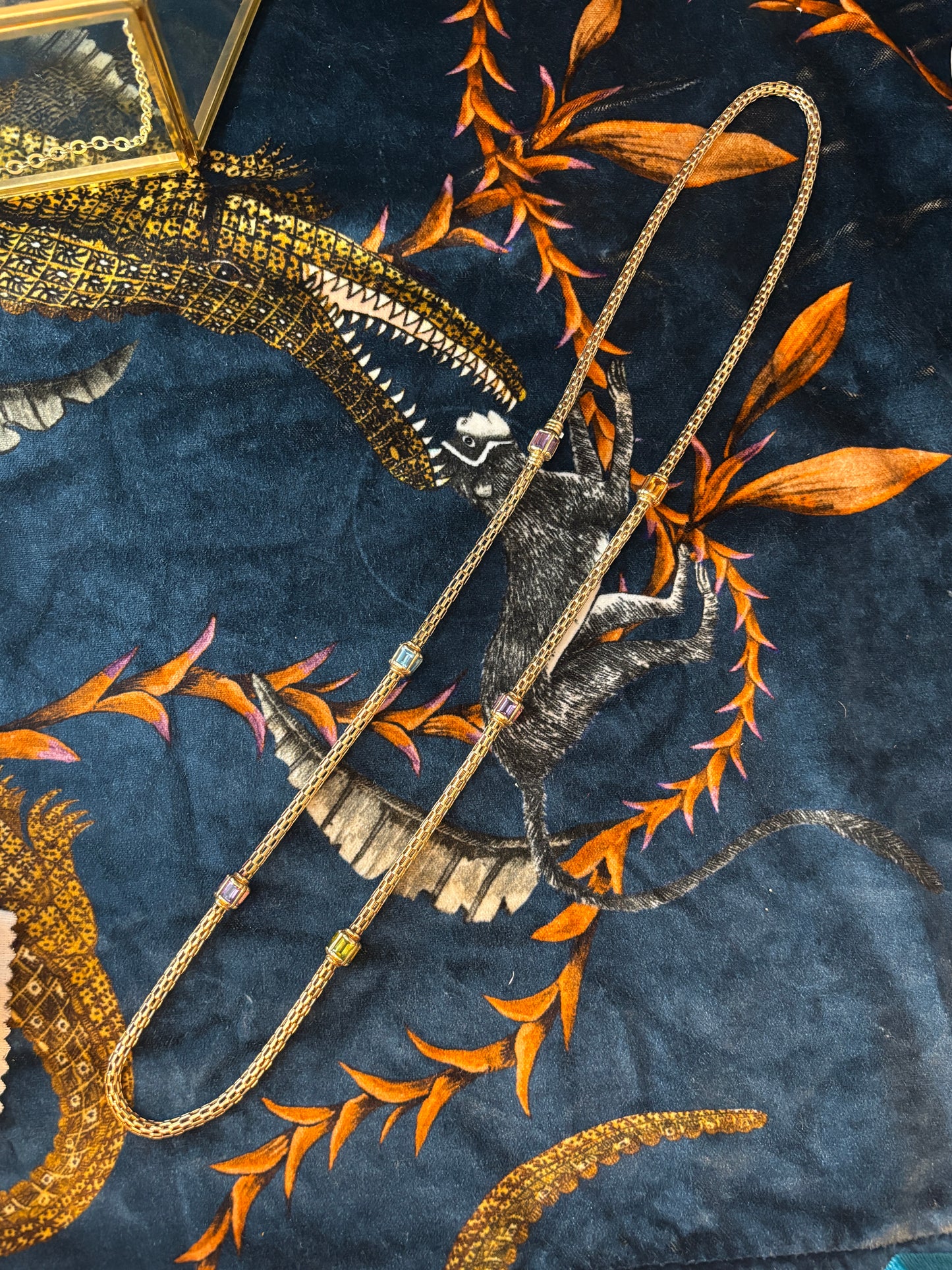 Gold & Multi-Gem Stone Hidden Clasp Necklace