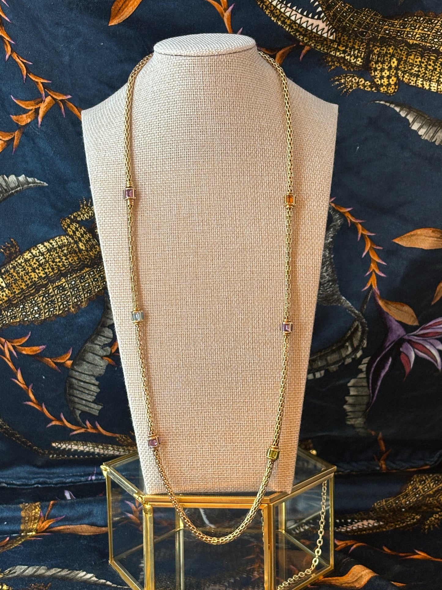 Gold & Multi-Gem Stone Hidden Clasp Necklace