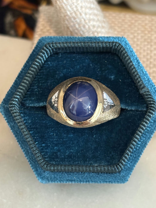 Star Sapphire & Diamond Ring