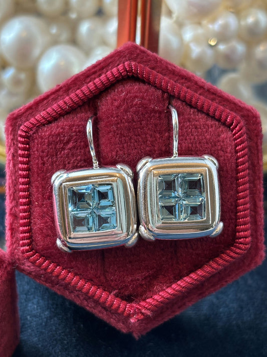 Blue Topaz Window Earrings