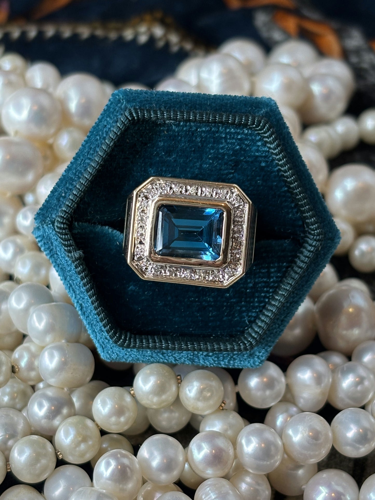 Blue Topaz & Diamond Beehive Ring