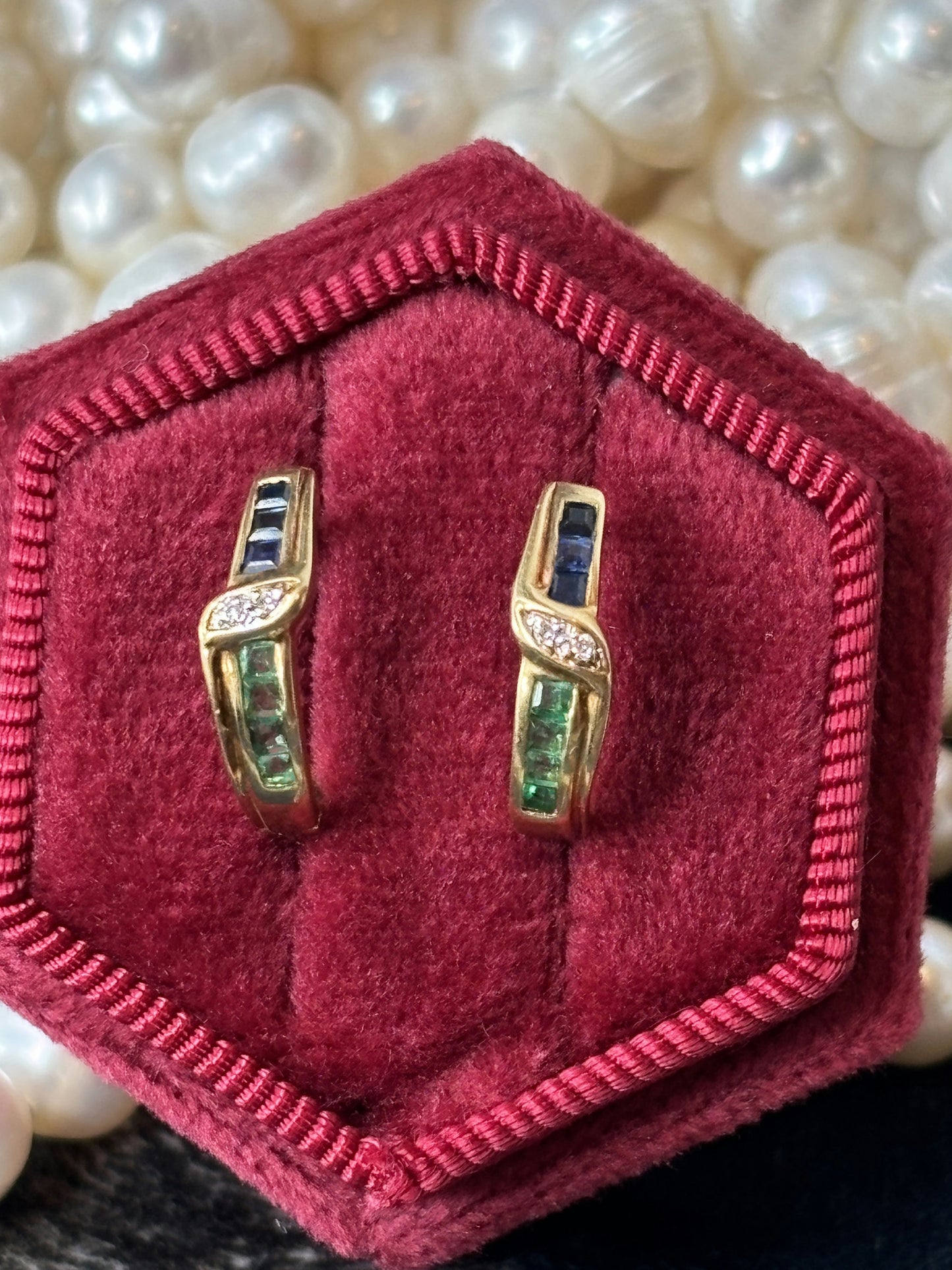 Emerald, Sapphire, and Diamond Huggies