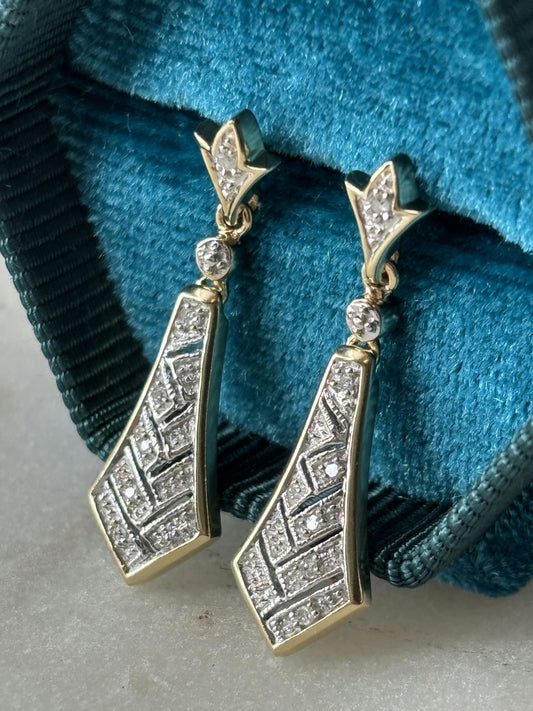Gold Diamond Drop Earrings